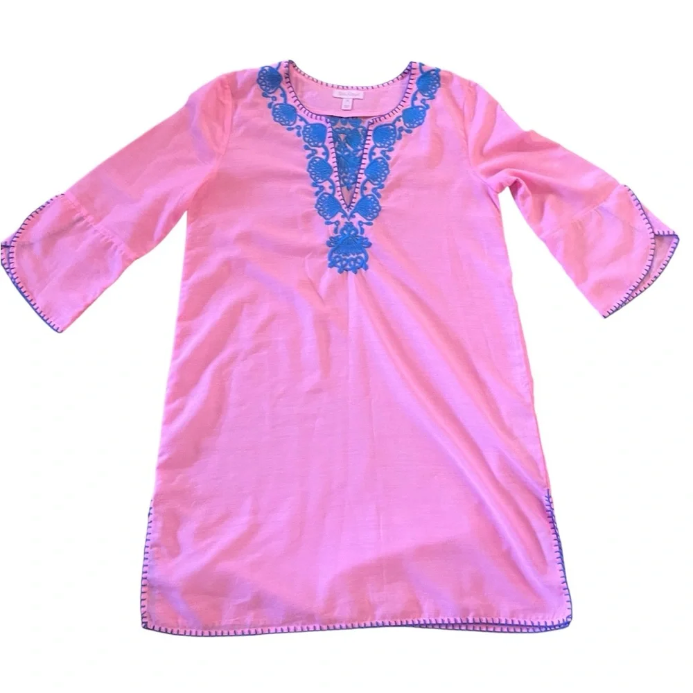 Lilly Pulitzer Piet Pink Beach coverup tunic like-new sz XS - Picture 5 of 9